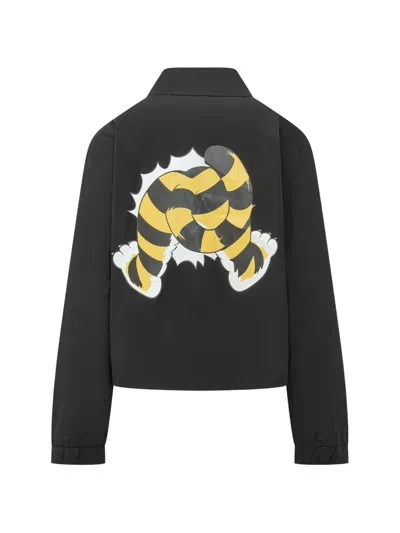 Kenzo Coach Jacket With Stampaint In Black