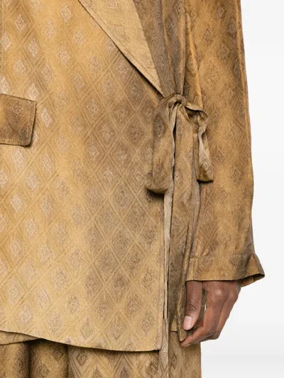 Uma Wang Khloe Wrap Jacket Floral Pattern Pockets In Brown