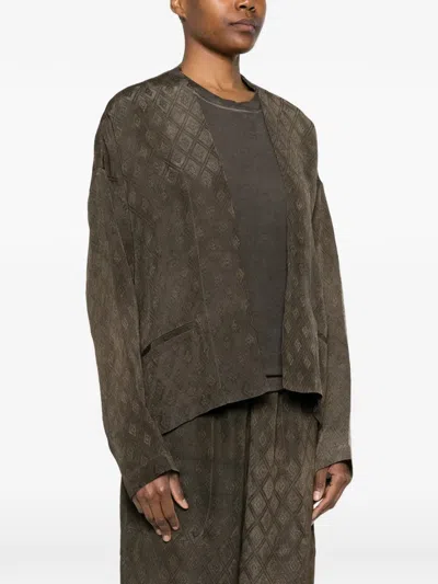 Uma Wang Diamond-pattern Jacket In Brown