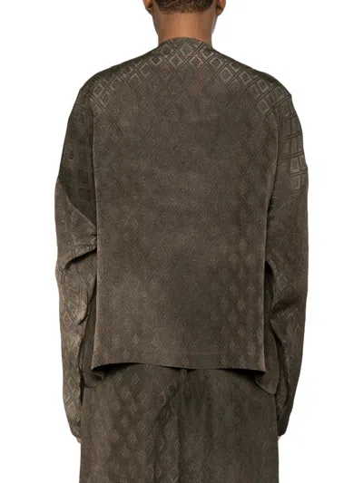 Uma Wang Diamond-pattern Jacket In Brown