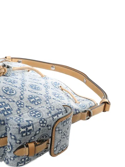 Tory Burch T Monogram Drawstring Bucket Bag In Blue