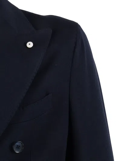 L.b.m 1911 Double Breasted Structured Blazer In Blue