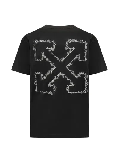 Off-white Arrow Script Short-sleeve T-shirt In Black