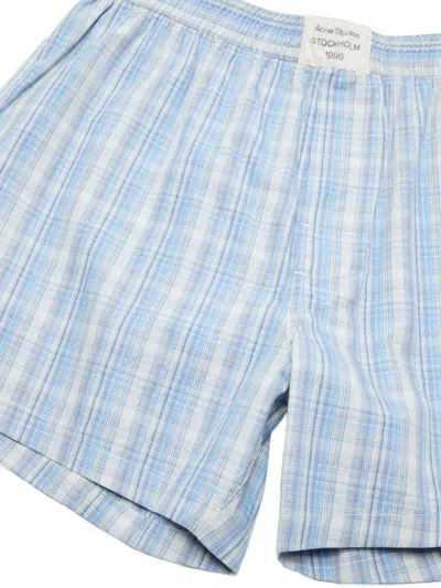 Acne Studios Checked-pattern Shorts In Blue