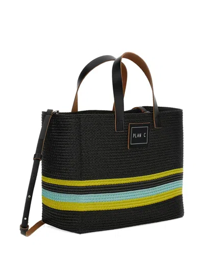 Plan C Black Logo Small Tote In Black