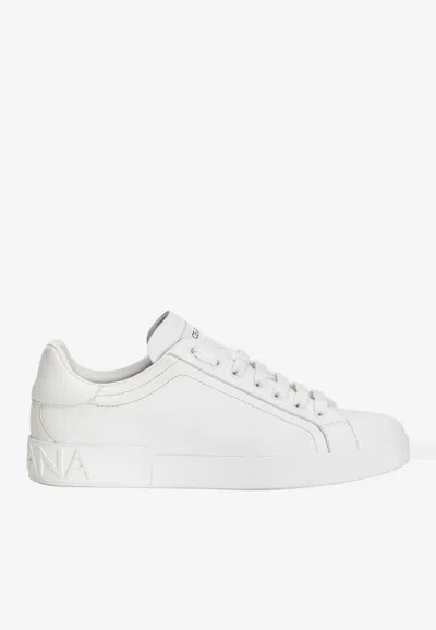 Dolce & Gabbana Portofino Light White Sneakers With Logo Patch On The Tongue And Tonal Logo Lettering On The Heel In