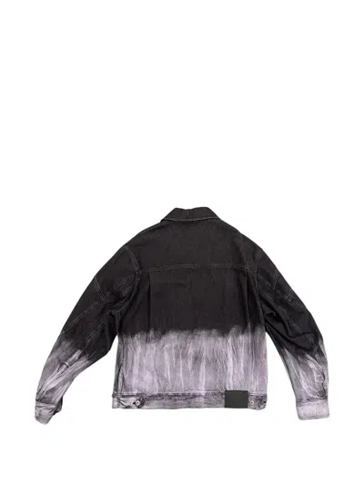 Feng Chen Wang Disstressed-effect Tie-dye Denim Jacket In Black