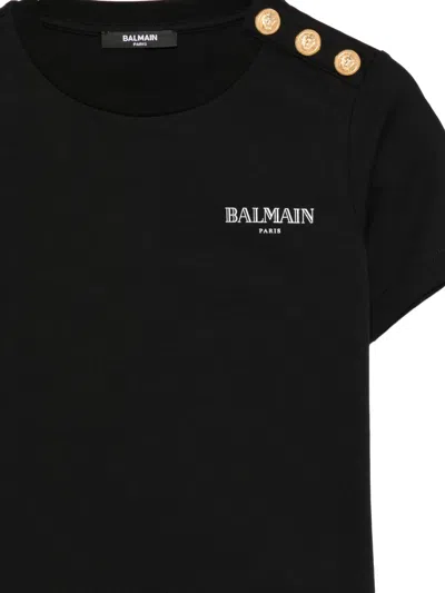 Balmain Buttoned T-shirt In Black