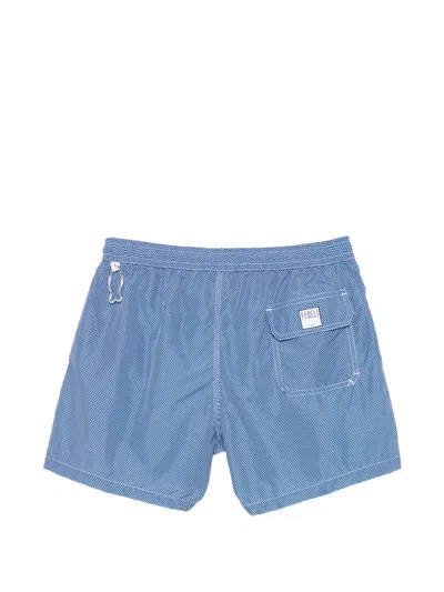 Fedeli Drawstring Pattern Swim Shorts In Blue
