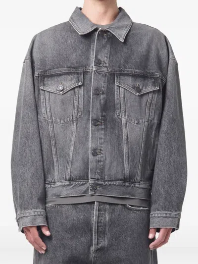 Agolde Stefano Flap-pocket Jacket In Gray