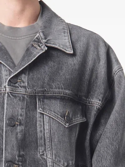 Agolde Stefano Flap-pocket Jacket In Gray