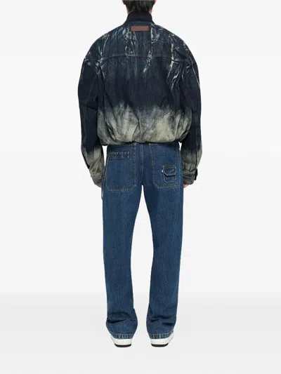 Feng Chen Wang Gradient Distressed-effect Denim Jacket In Blue