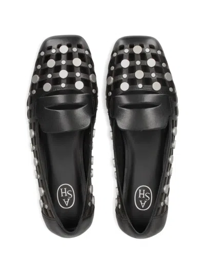 Ash Mini Leather Flat Shoes For Women In Black