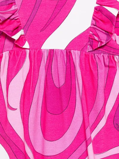 Pucci Junior Ruffled Patterned Babygrow Set In Pink
