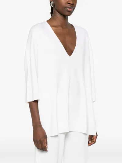 Allude Square Neck Pullover In White