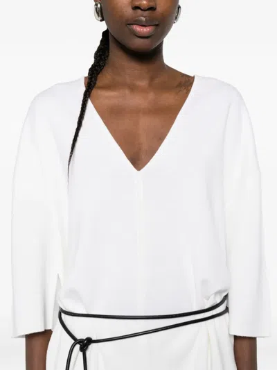 Allude Square Neck Pullover In White