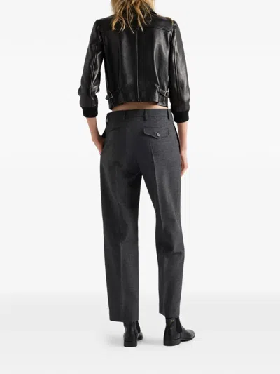 Prada Leather Blouson Jacket In Black