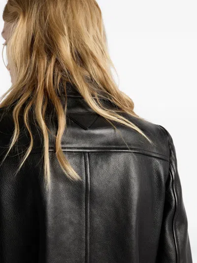 Prada Leather Blouson Jacket In Black