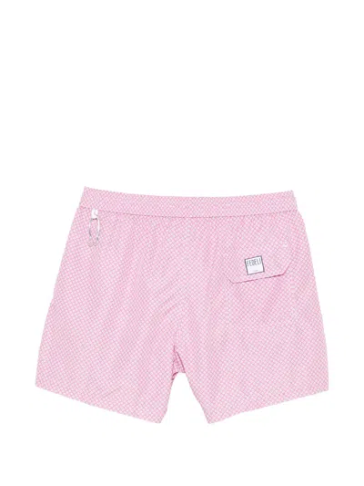 Fedeli Drawstring Beach Shorts In Pink