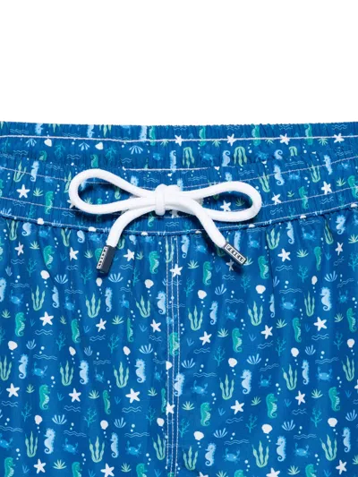 Fedeli Drawstring Graphic Swim Shorts In Blue