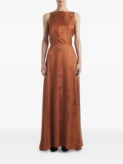 Adam Lippes Nova Patterned Maxi Skirt In Brown