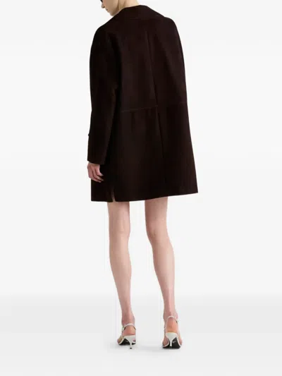 Prada Suede Coat In Brown