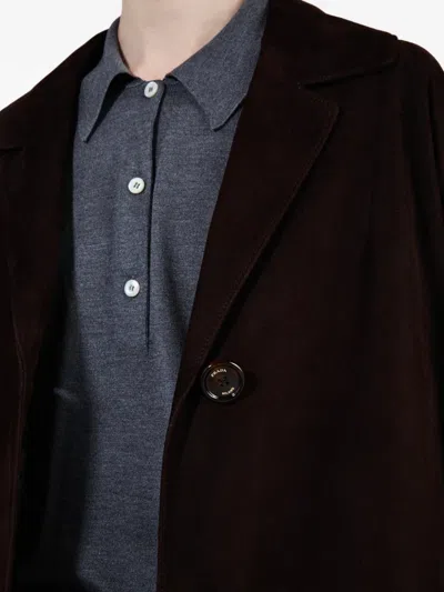Prada Suede Coat In Brown
