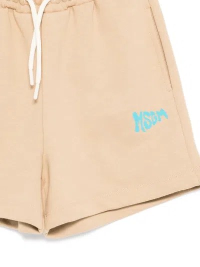Msgm Drawstring Shorts In Neutral