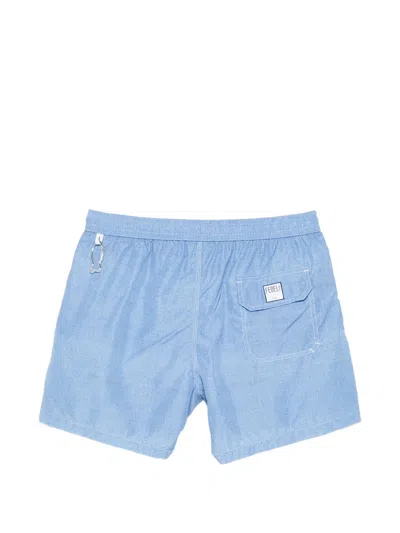 Fedeli Drawstring Beach Shorts In Blue