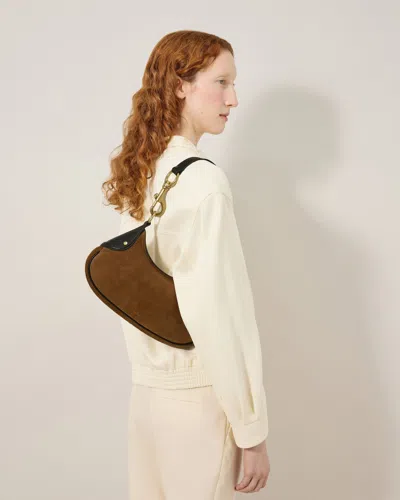 Mulberry Hackney Brown Shoulder Bag With Logo Imprinted On The Front In Suede Woman