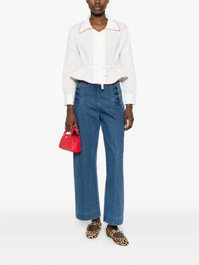 Bode Sailor Buttoned Jeans In Blue