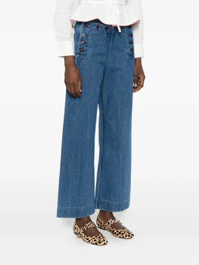 Bode Sailor Buttoned Jeans In Blue