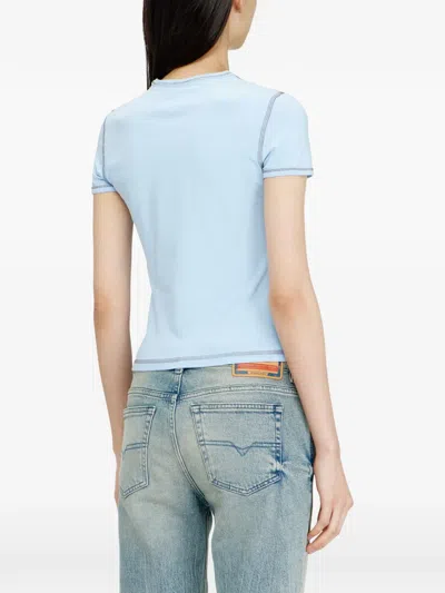Diesel Blue Slim Graffiti-effect Logo T-shirt In Blue