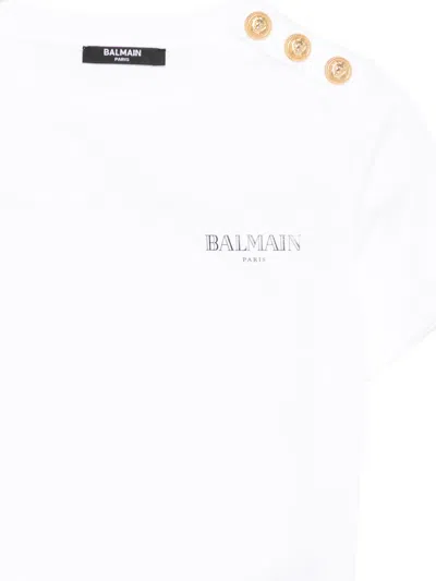 Balmain Button T-shirt In White