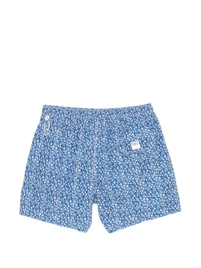 Fedeli Drawstring Printed Swim Shorts In Multi