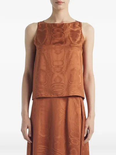 Adam Lippes Annie Patterned Top In Brown