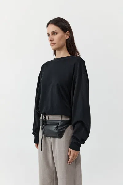 St Agni Drawstring Long Sleeve Top In Black