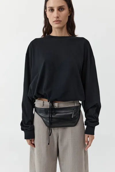 St Agni Drawstring Long Sleeve Top In Black
