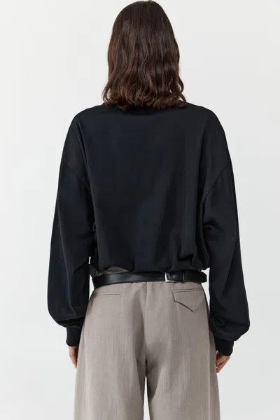 St Agni Drawstring Long Sleeve Top In Black