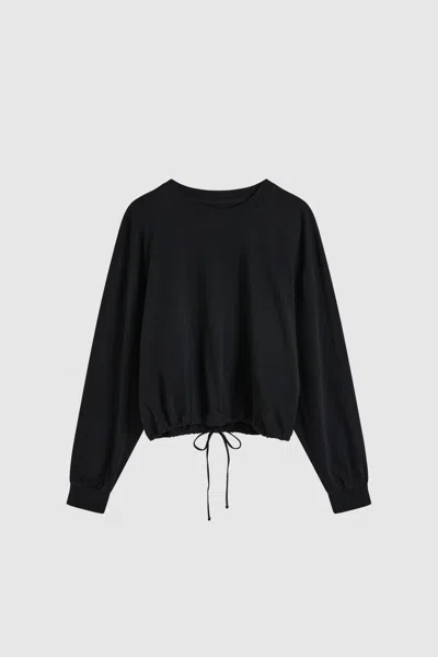 St Agni Drawstring Long Sleeve Top In Black