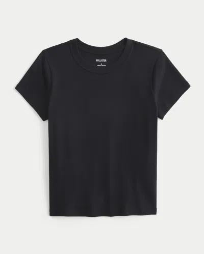 Hollister Short Sleeve Baby Tee In Black