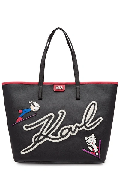 Karl Lagerfeld Tote With Patches In Black