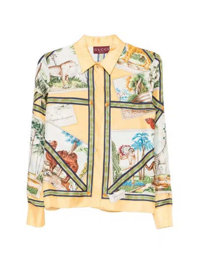 Gucci Bicolor Silk Pattern Shirt In Multi