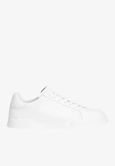 Dolce & Gabbana Portofino Light White Sneakers With Logo Patch On The Tongue And Tonal Logo Lettering On The Heel In