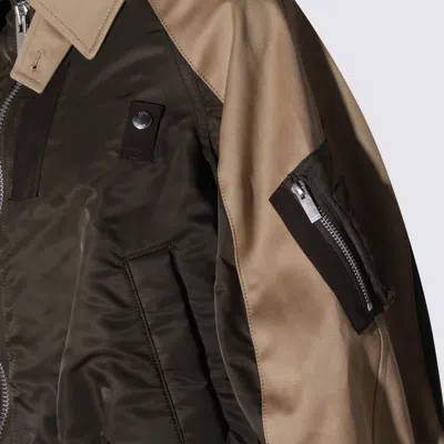 Sacai Oversized Cotton-canvas And Shell Bomber Jacket In Brown