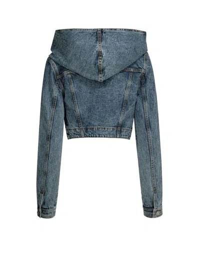 Alaïa Long-sleeved Hooded Jacket In Blue