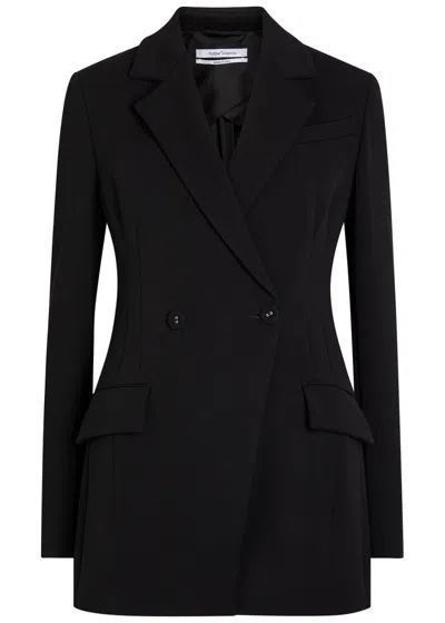 Another Tomorrow Double-breasted Fitted Jersey Blazer In Blue