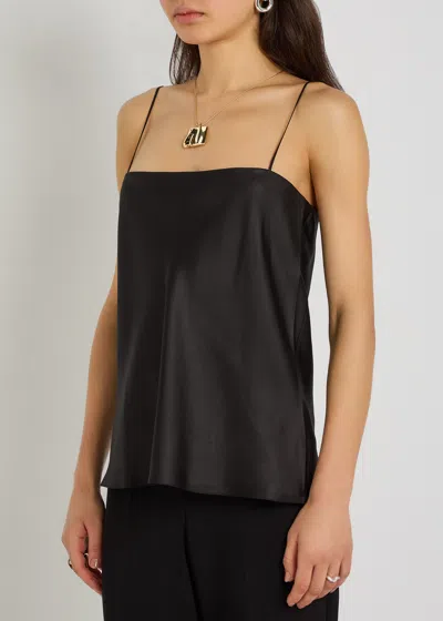 Another Tomorrow Silk Top In Black
