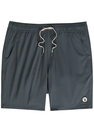 Vuori Drawstring Logo-patch Running Shorts In Gray