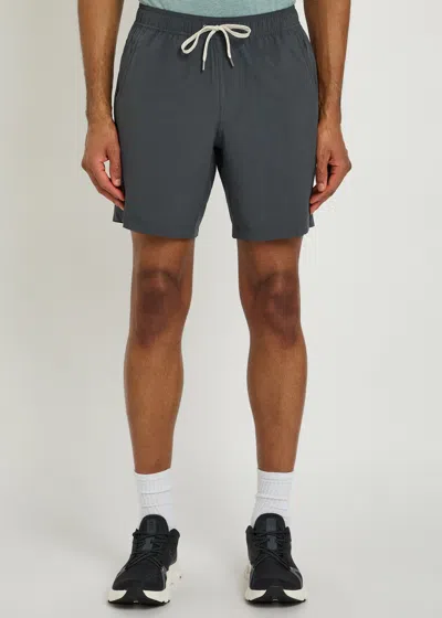 Vuori Drawstring Logo-patch Running Shorts In Gray